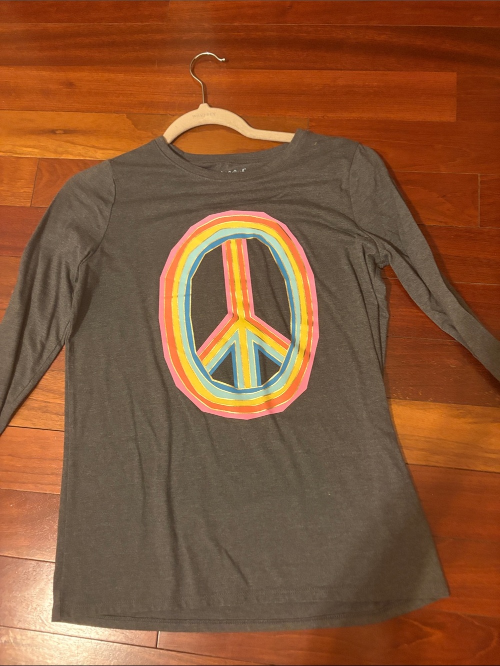 Target Gray Long-Sleeve Tee with Multicolor Peace Sign